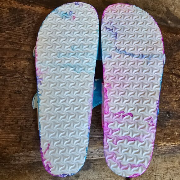Never worn size 8 hand-colored tie-dye Birk-style sandals! - Picture 5 of 5